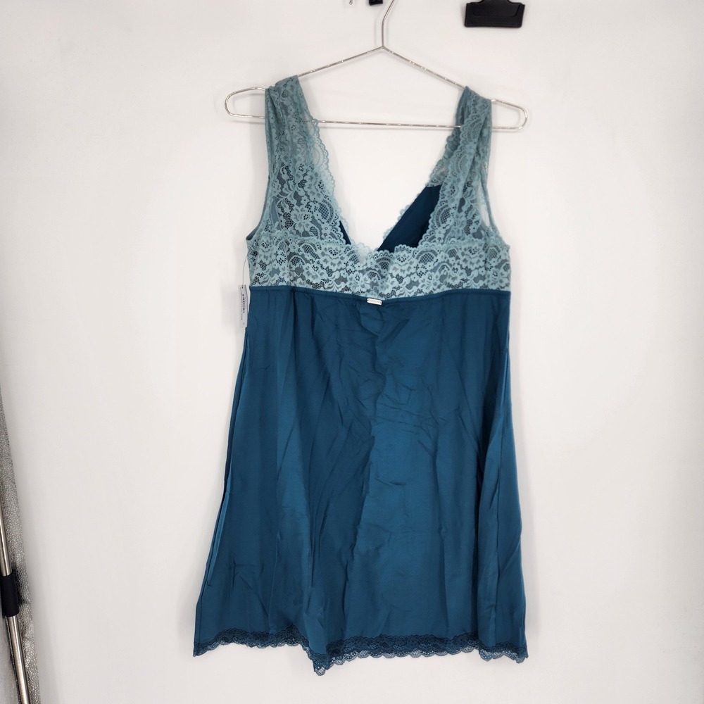 Adore Me Moroccan Blue Lace Trim Chemise Nightgown 1X MNQ-SL-14274-SLP